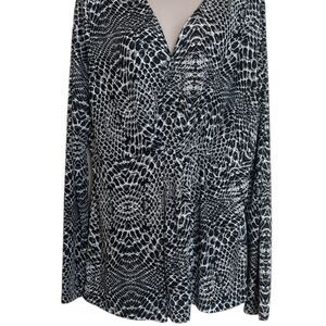 Kenneth Cole Black and White Long Sleeve Button Down Shirt